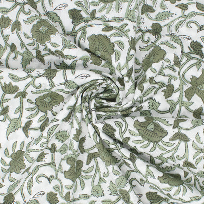 Cotton Block Print Lawn Ivy Hunter ½ yd