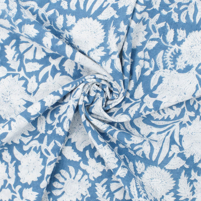 Cotton Block Print Lawn Wildflower Cornflower ½ yd