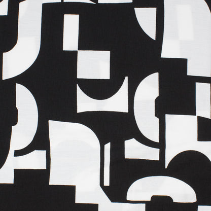 Lynn Rayon Slub Crepe Blocks Black ½ yd