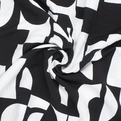 Lynn Rayon Slub Crepe Blocks Black ½ yd