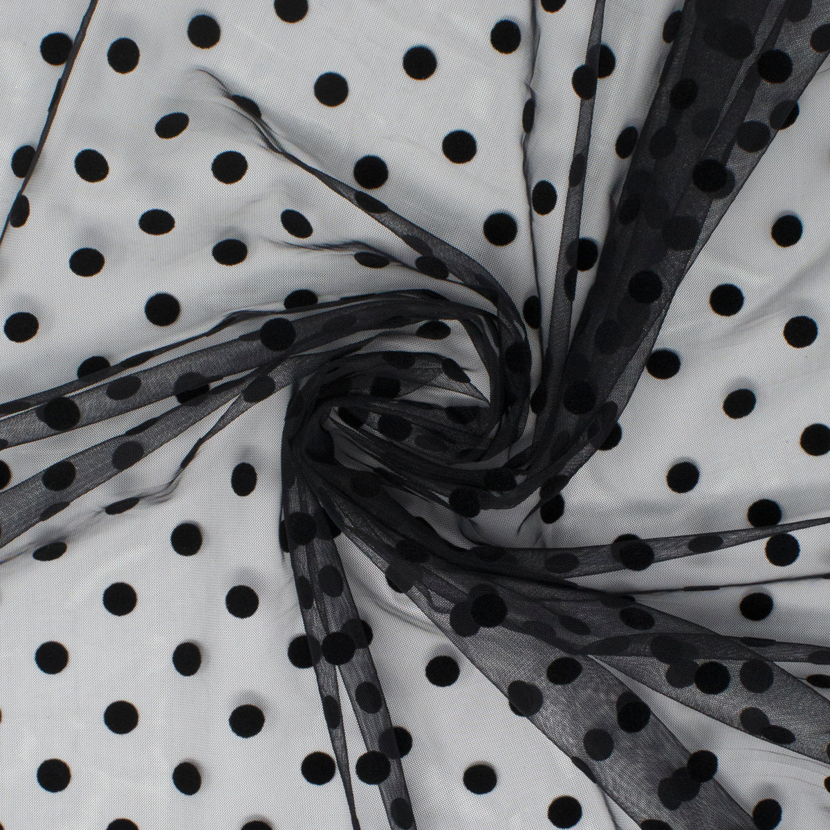 Camas Poly Mesh Polka Dot Midnight Black  ½ yd