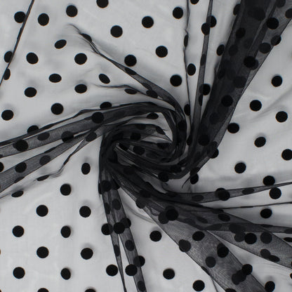 Camas Poly Mesh Polka Dot Midnight Black  ½ yd