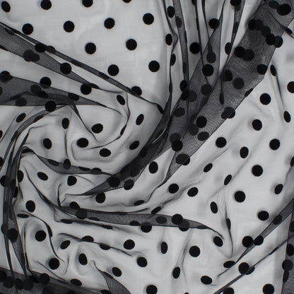 Camas Poly Mesh Polka Dot Midnight Black  ½ yd