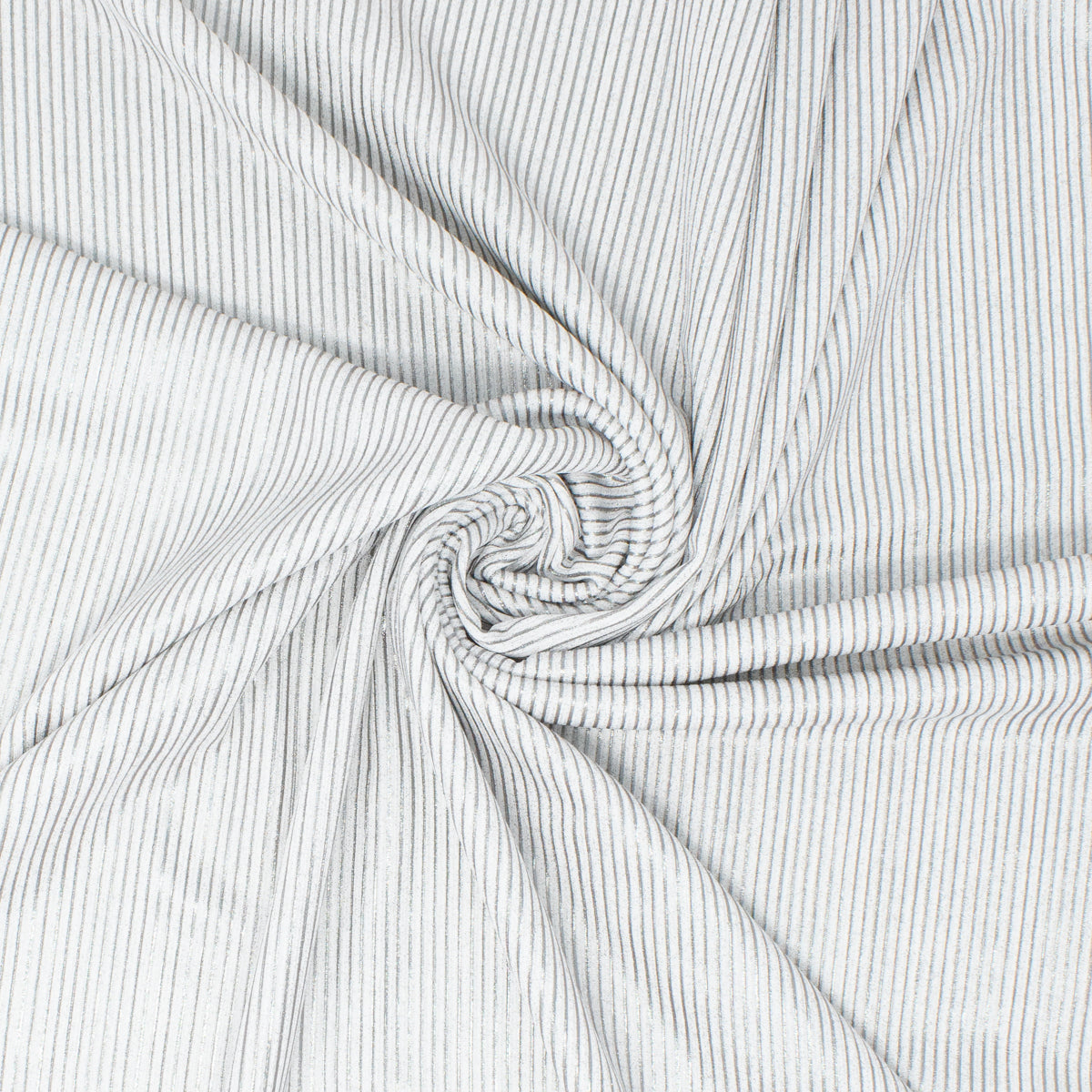 Gastown Polyester Foil Rib Knit Cloud Metallic ½ yd