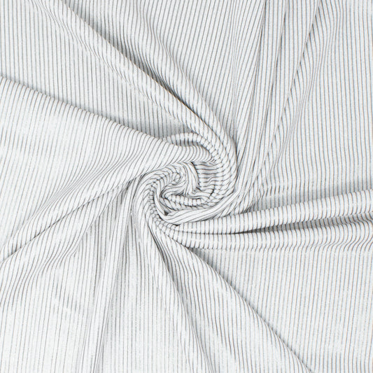 Gastown Polyester Foil Rib Knit Cloud Metallic ½ yd
