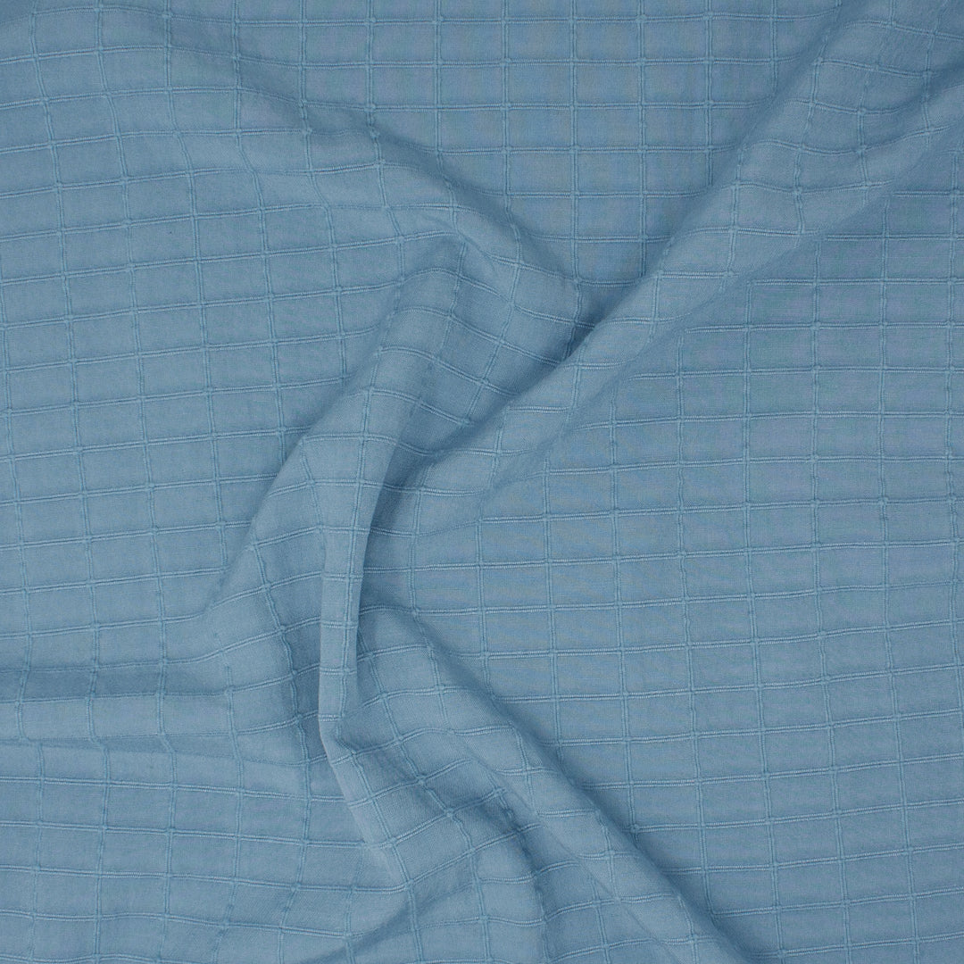 Kaslo Windowpane Cotton Rayon Jacquard Morning Sky ½ yd