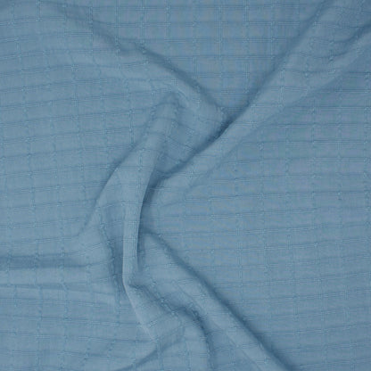 Kaslo Windowpane Cotton Rayon Jacquard Morning Sky ½ yd