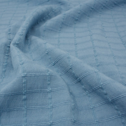 Kaslo Windowpane Cotton Rayon Jacquard Morning Sky ½ yd