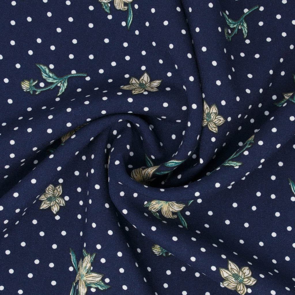 Kimberley Viscose Blossom Dot Dark Night Blue ½ yd-Fabric-Spool of Thread