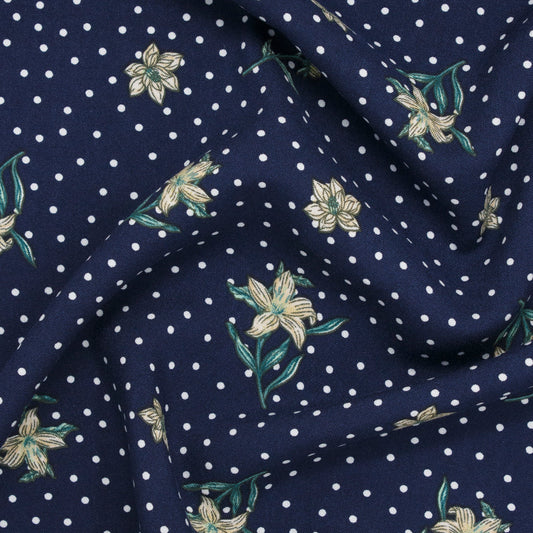 Kimberley Viscose Blossom Dot Dark Night Blue ½ yd-Fabric-Spool of Thread