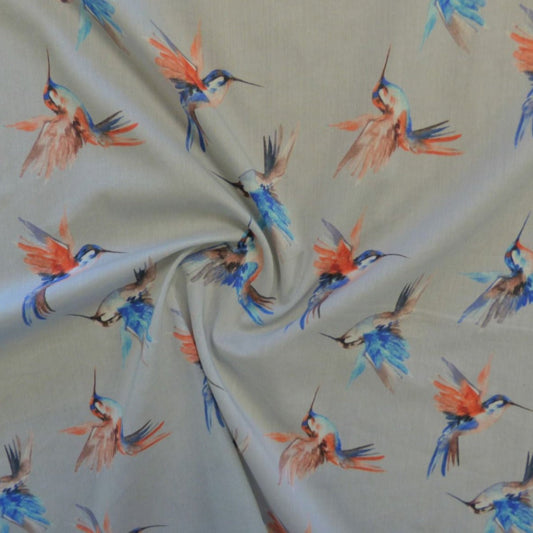 Lady McElroy Superfine Cotton Lawn Arizona Hummingbirds Pale Grey ½ yd-Fabric-Spool of Thread