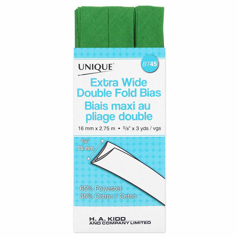 Unique Extra Wide Double Fold Bias Tape Lime Green - 16mm (⅝”) x 2.75m (3 yards)