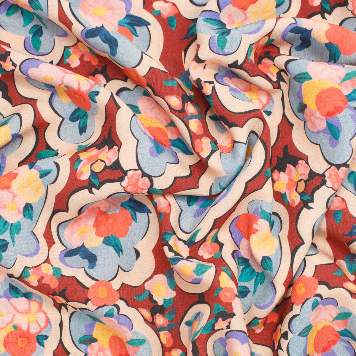 Louise Rayon Floral Maroon ½ yd-Fabric-Spool of Thread
