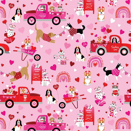 Love You Fur Ever Pink ½ yd-Fabric-Spool of Thread