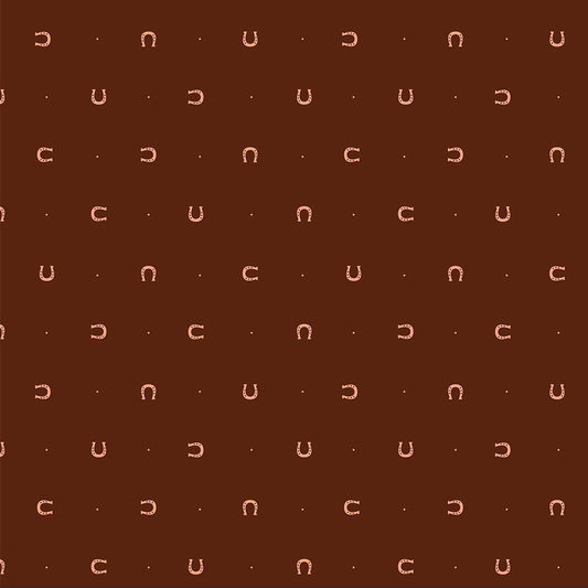 Lucky Charms Horsehoes Dark Brown Metallic ½ yd-Fabric-Spool of Thread