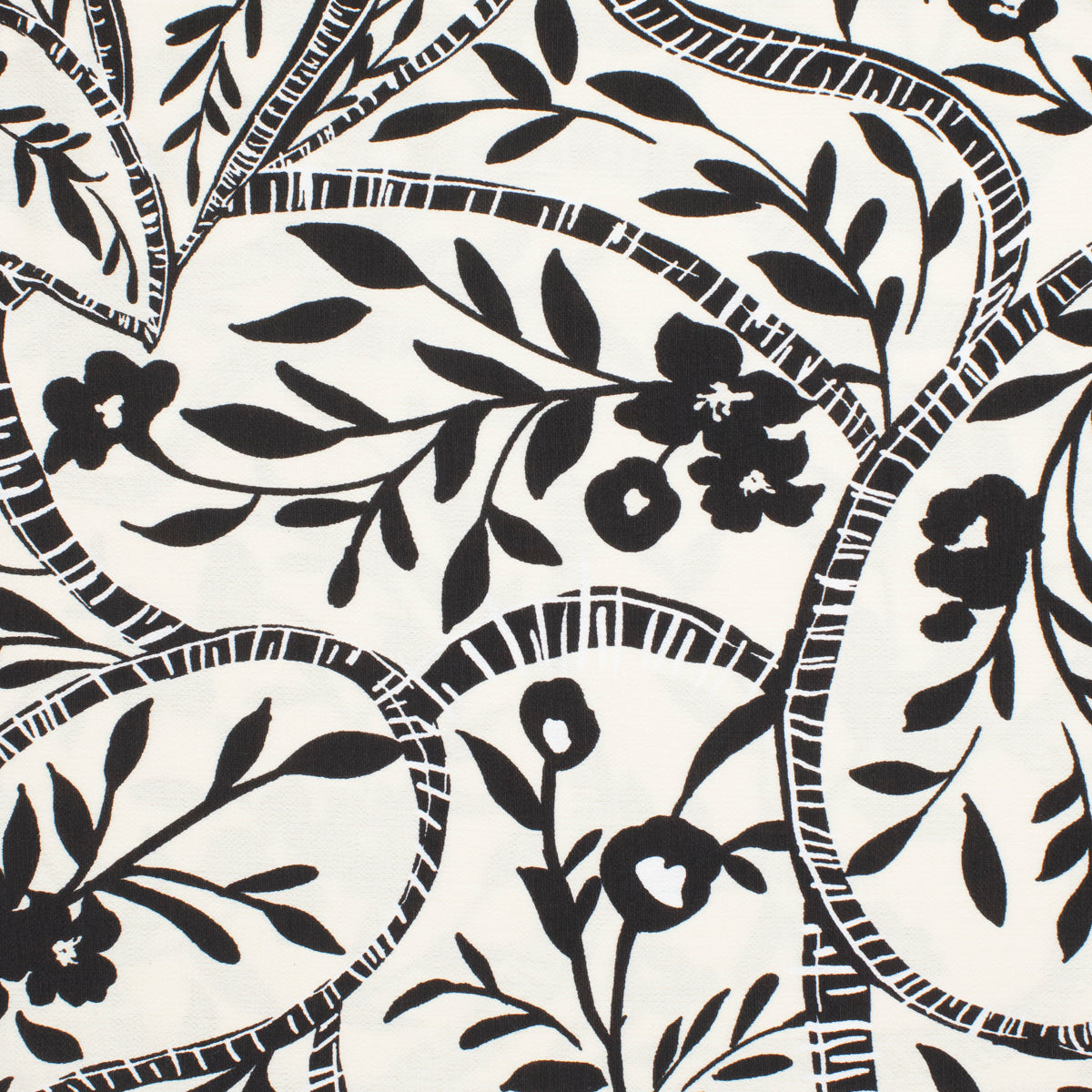 Lynn Rayon Slub Crepe Paisley Floral Black ½ yd-Fabric-Spool of Thread