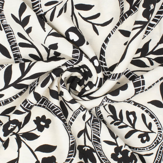 Lynn Rayon Slub Crepe Paisley Floral Black ½ yd-Fabric-Spool of Thread