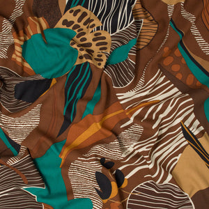 Maia Rayon Crepe Fauna Cocoa ½ yd-Fabric-Spool of Thread
