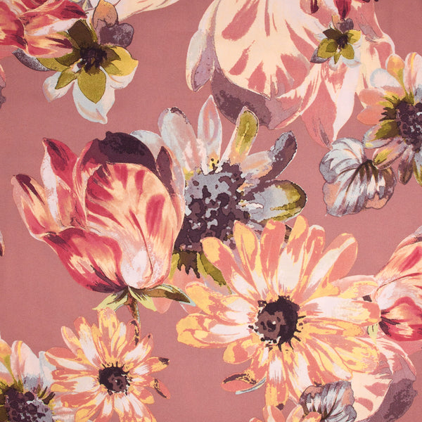 Maia Rayon Crepe Flora Dusty Rose ½ yd-Fabric-Spool of Thread