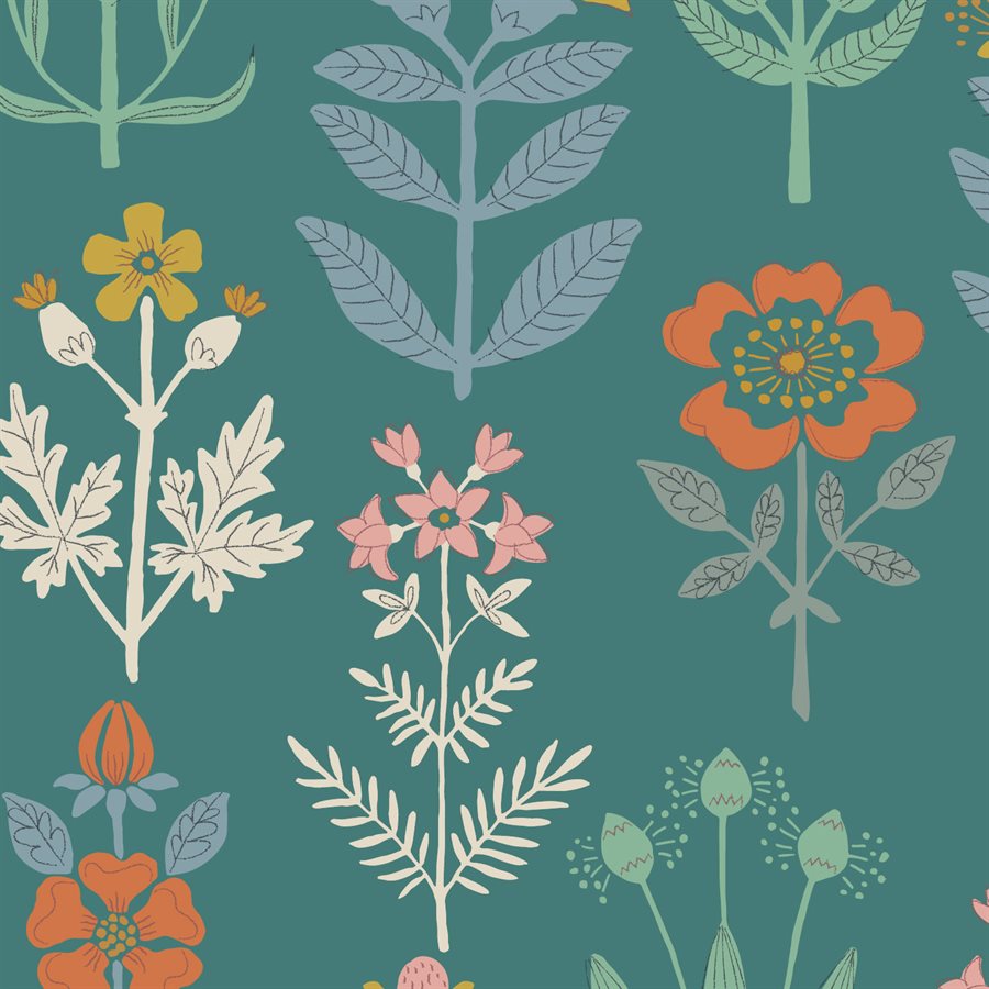 Majolica Floral Garden Green ½ yd-Fabric-Spool of Thread