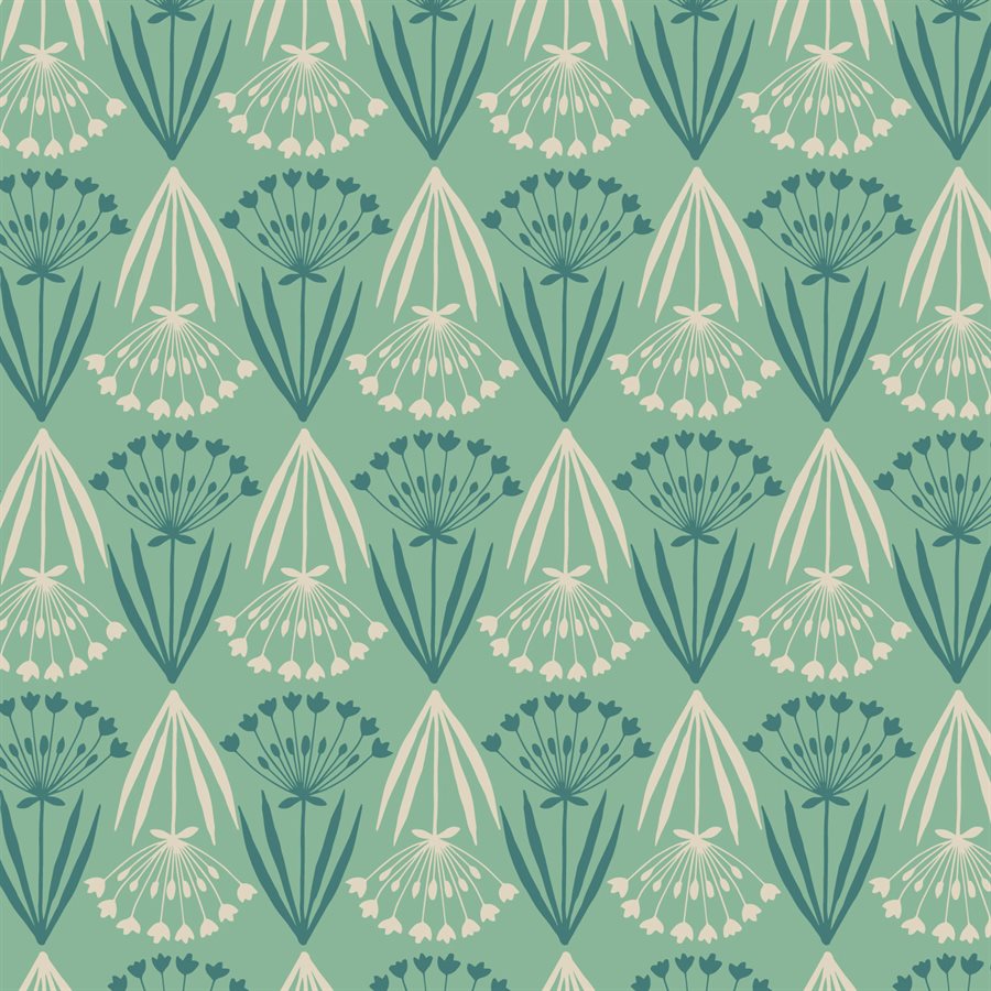 Majolica Floral Stems Minty Green ½ yd-Fabric-Spool of Thread