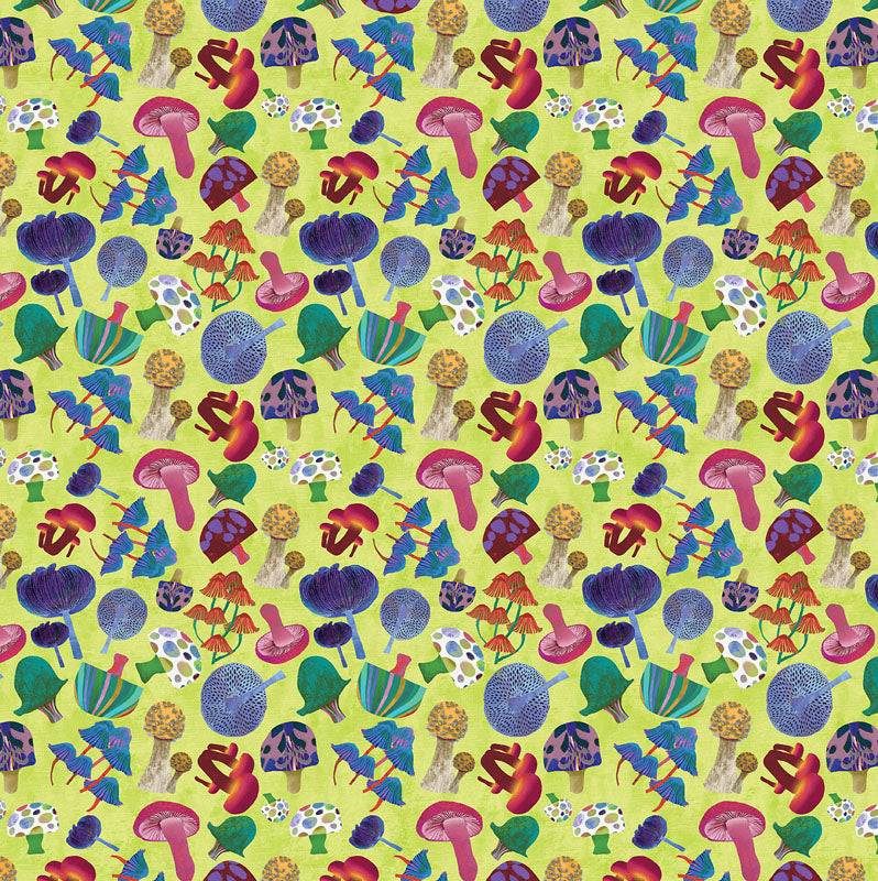 Modern Mushrooms Lime ½ yd-Fabric-Spool of Thread