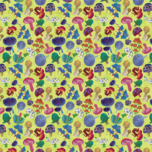 Modern Mushrooms Lime ½ yd-Fabric-Spool of Thread