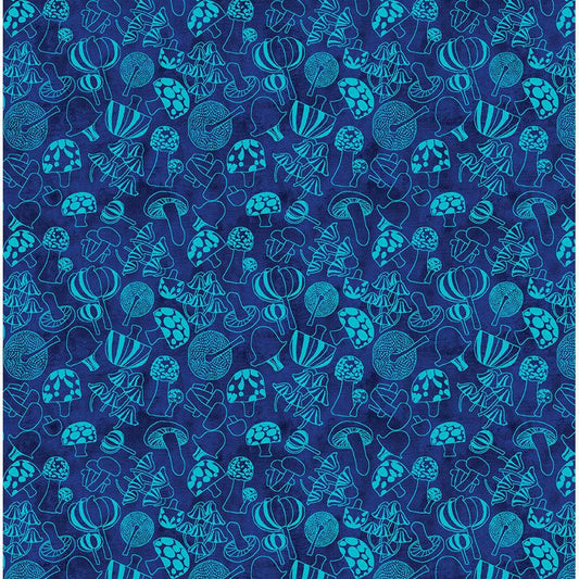 Modern Mushrooms Navy ½ yd-Fabric-Spool of Thread