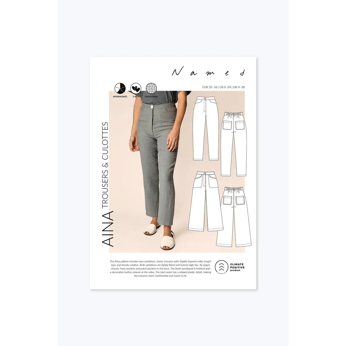 Named Aina Trousers and Culottes Paper Pattern