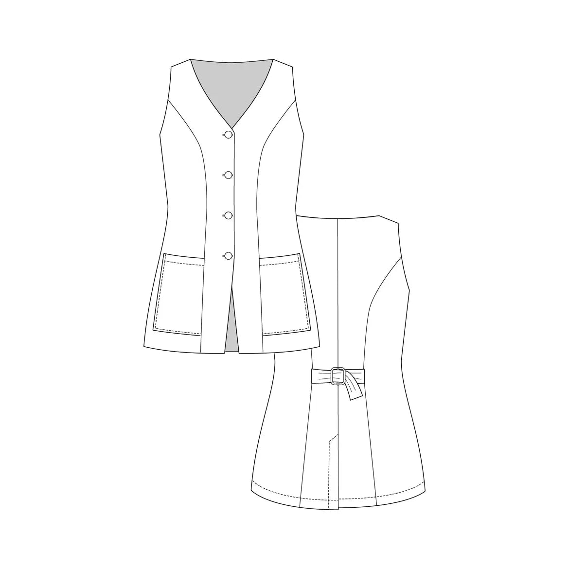 Named Asteri Button Down Dress & Vest Paper Pattern