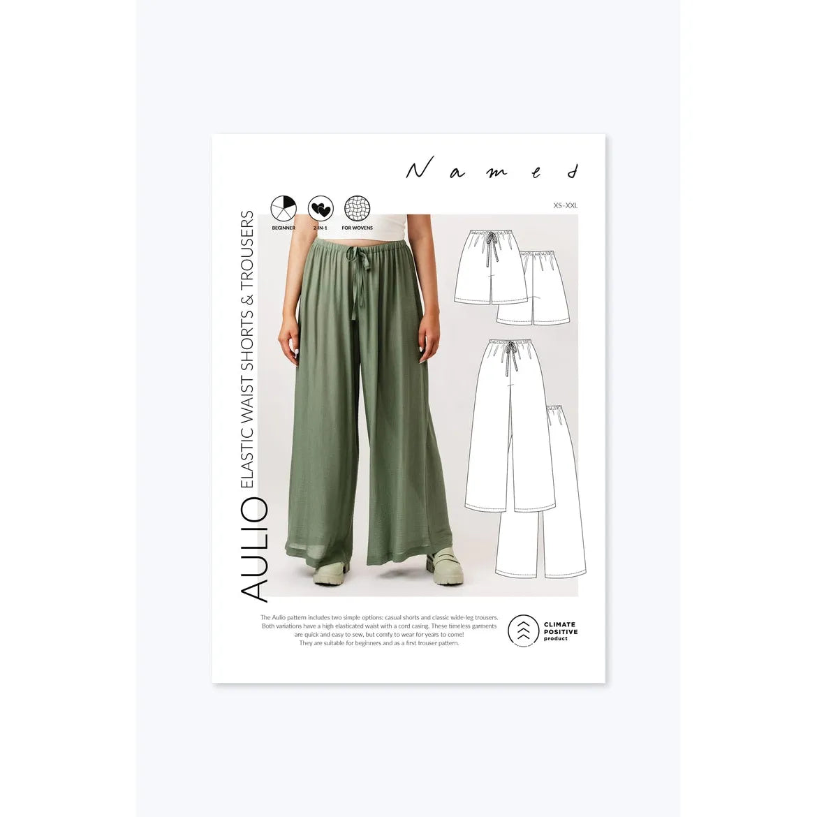 Named Aulio Elastic Waist Shorts & Trousers Paper Pattern