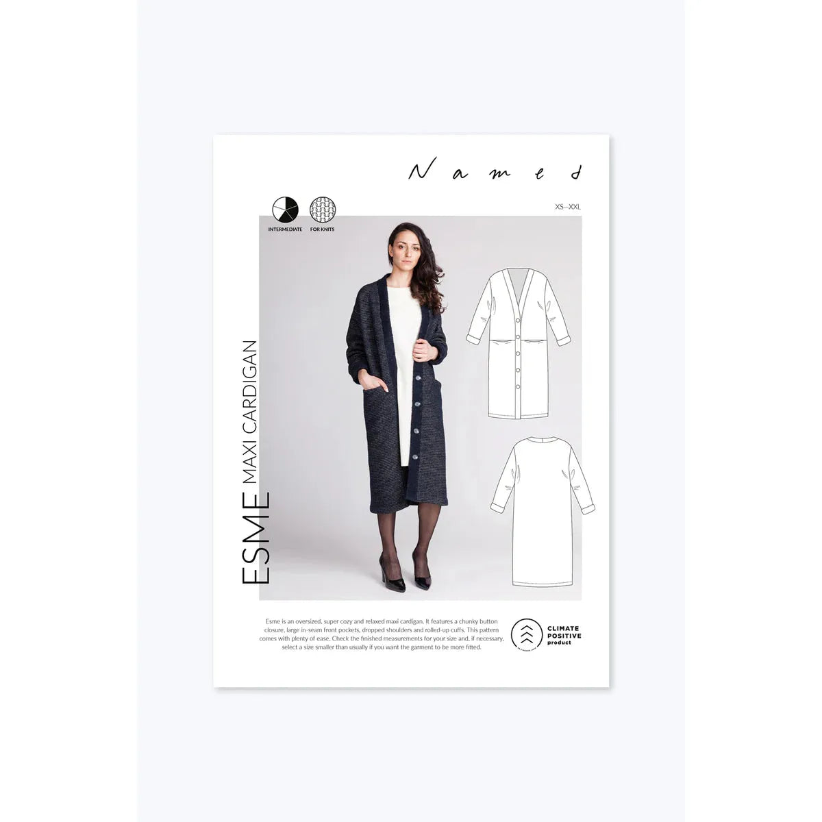Named Esme Maxi Cardigan Paper Pattern