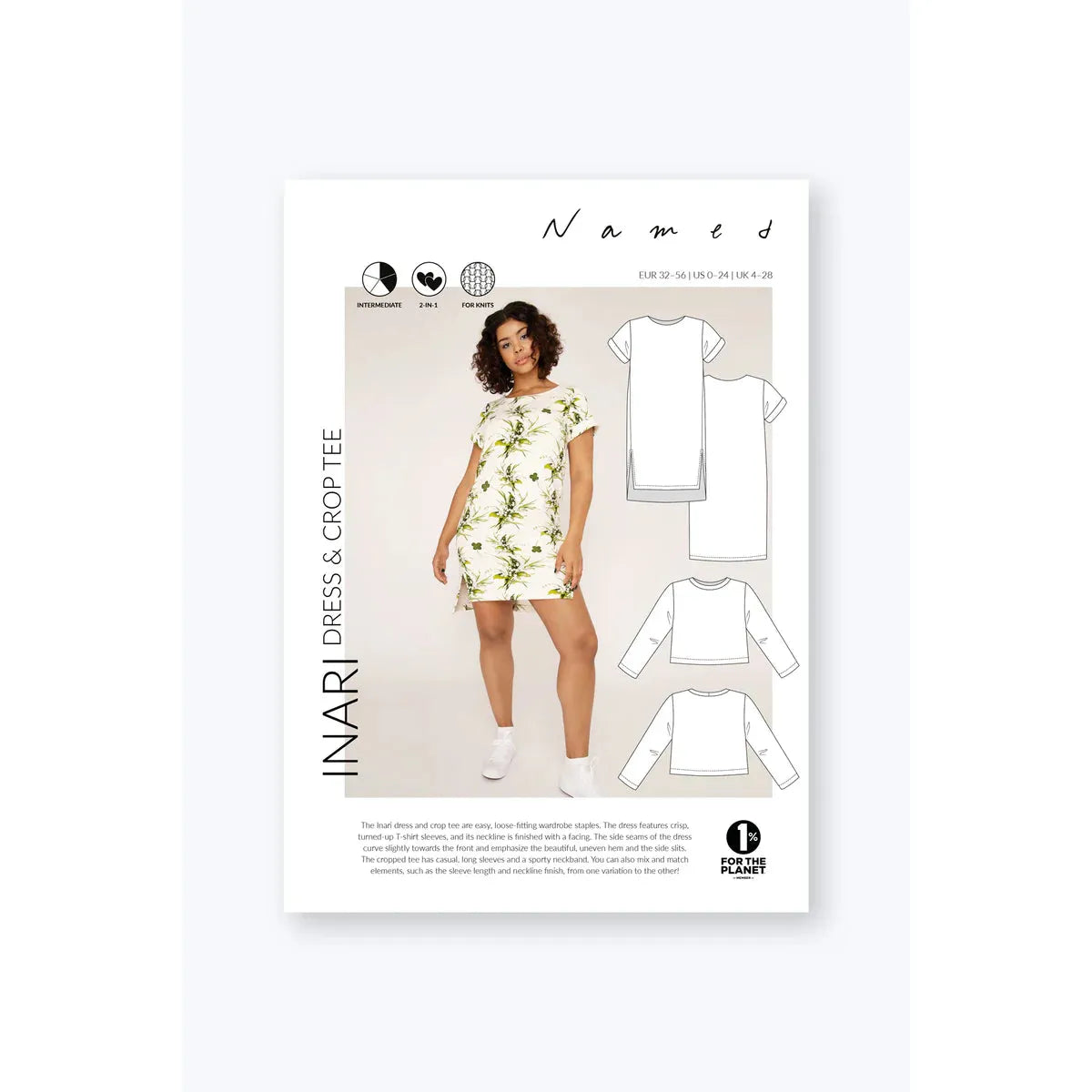 Named Inari Dress and Crop Tee Paper Pattern