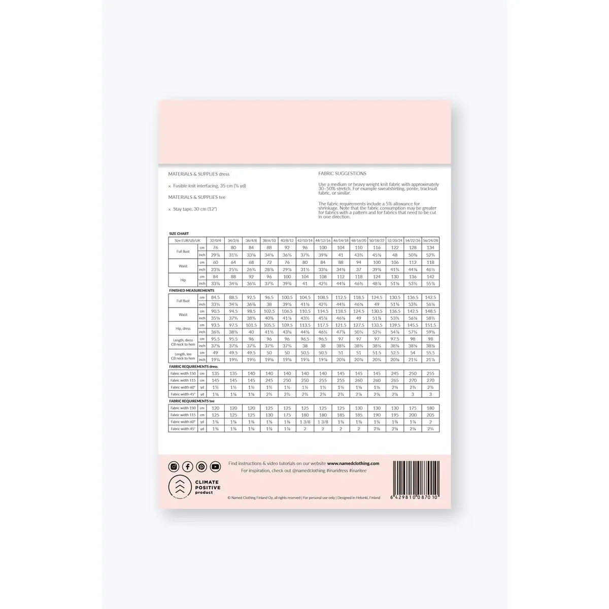 Named Inari Dress and Crop Tee Paper Pattern