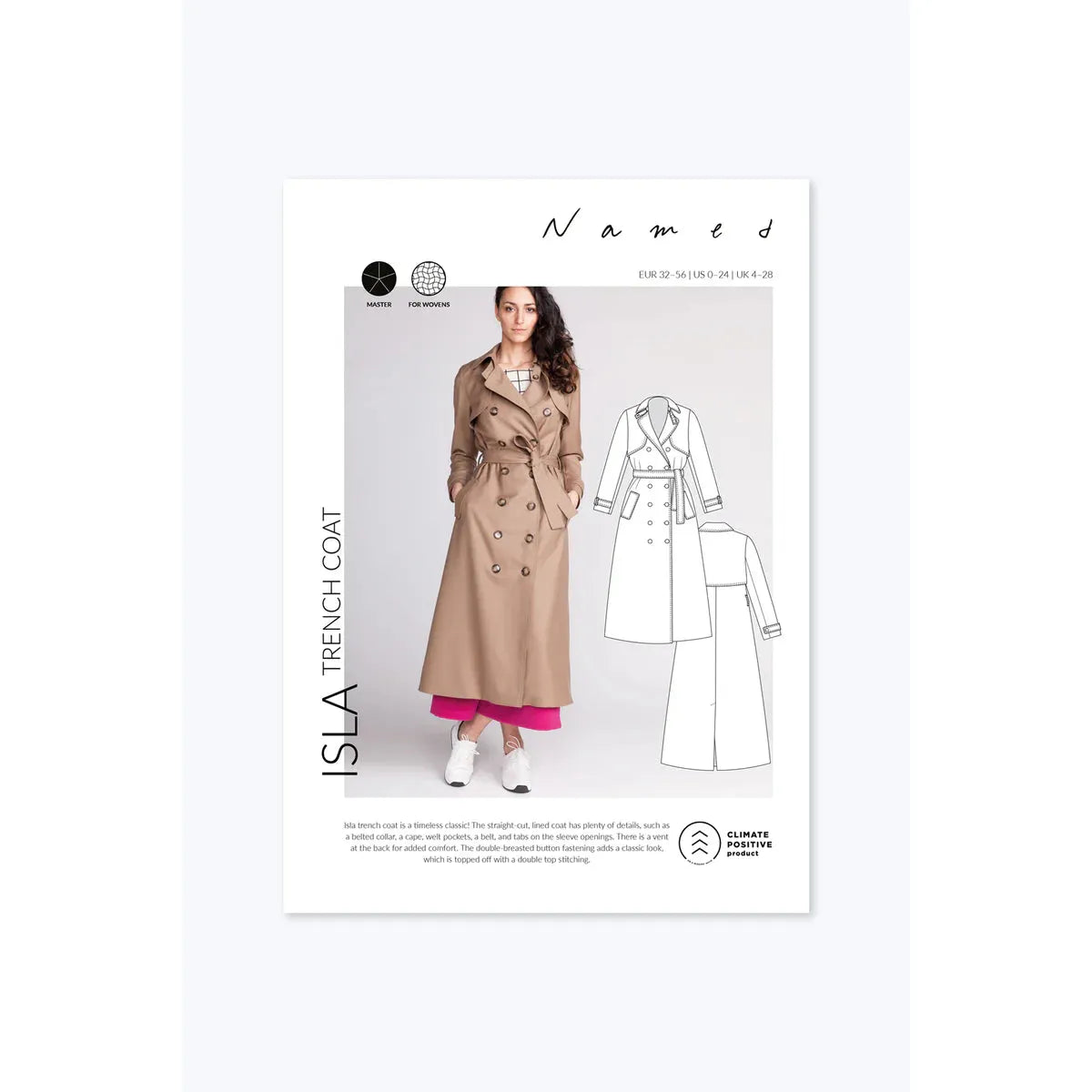 Named Isla Trench Coat Paper Pattern