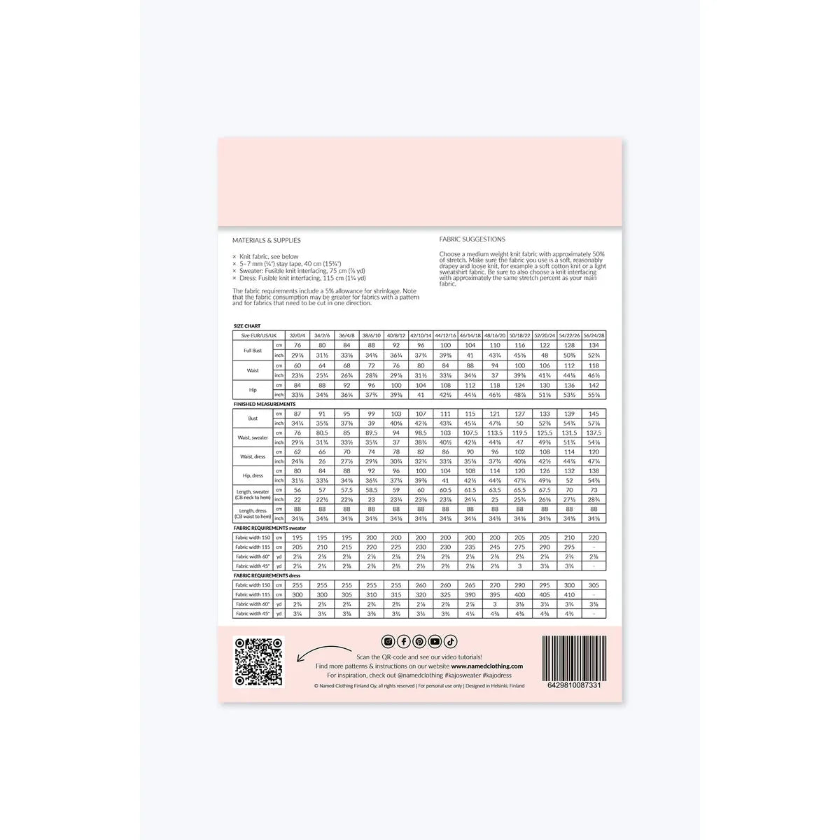 Named Kajo Batwing Wrap Sweater & Dress Paper Pattern-Pattern-Spool of Thread