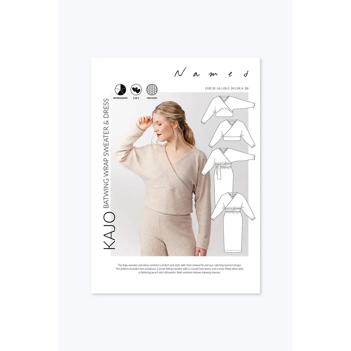 Named Kajo Batwing Wrap Sweater & Dress Paper Pattern-Pattern-Spool of Thread