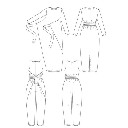 Named Kielo Wrap Dress and Jumpsuit Paper Pattern-Pattern-Spool of Thread