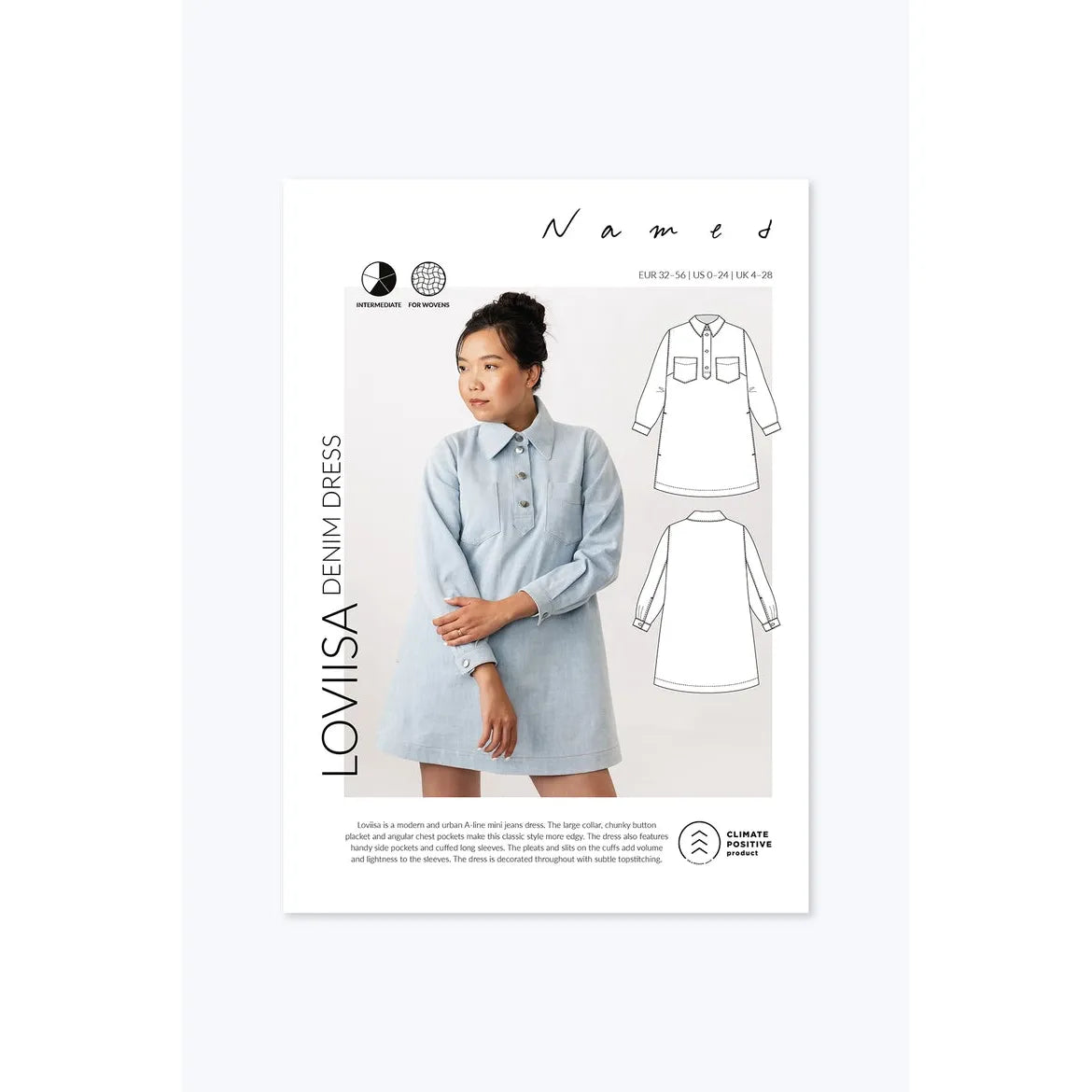 Named Loviisa Denim Dress Paper Pattern