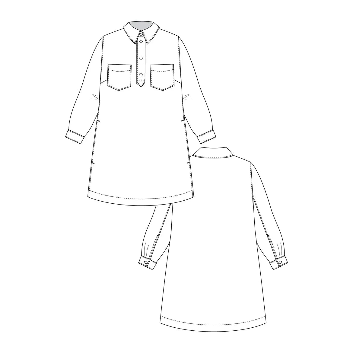 Named Loviisa Denim Dress Paper Pattern