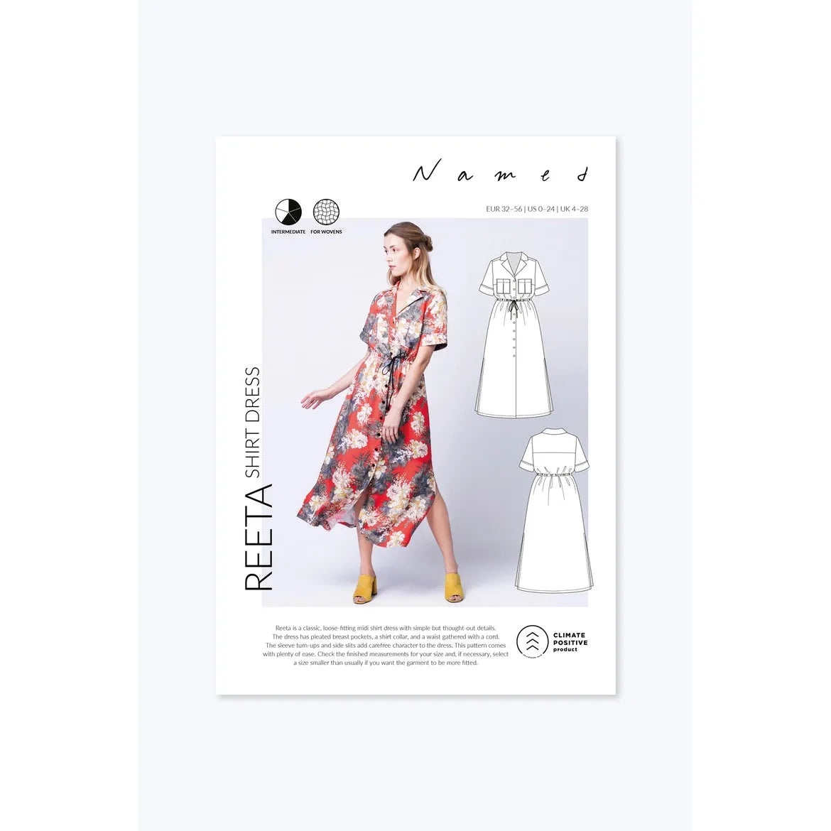 Named Reeta Shirt Dress Paper Pattern