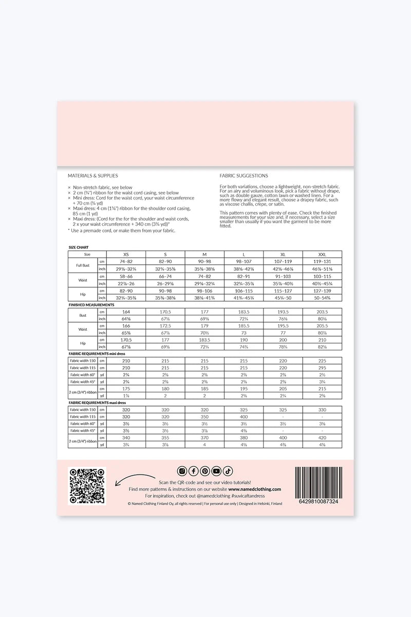 Named Suvi Caftan Mini & Maxi Dress Paper Pattern