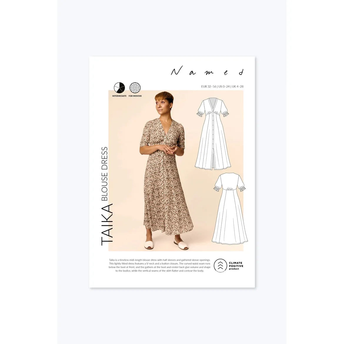 Named Taika Blouse Dress Paper Pattern