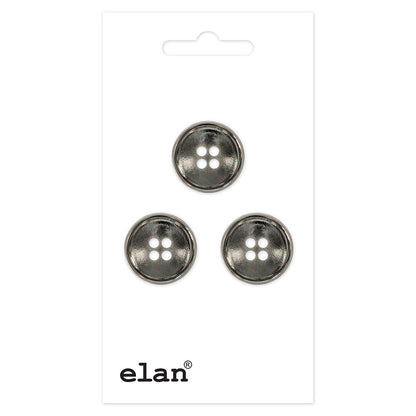 Neat Button - 15mm (⅝"), 4 Hole , Silver- 3 count-Notion-Spool of Thread