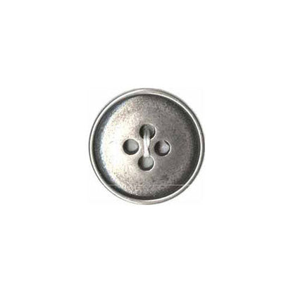 Neat Button - 15mm (⅝"), 4 Hole , Silver- 3 count-Notion-Spool of Thread