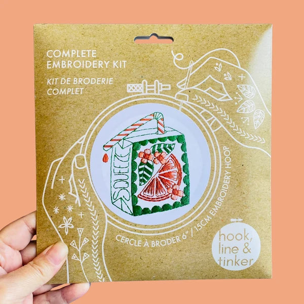 Orange Juice Box Complete Embroidery Kit-Notion-Spool of Thread