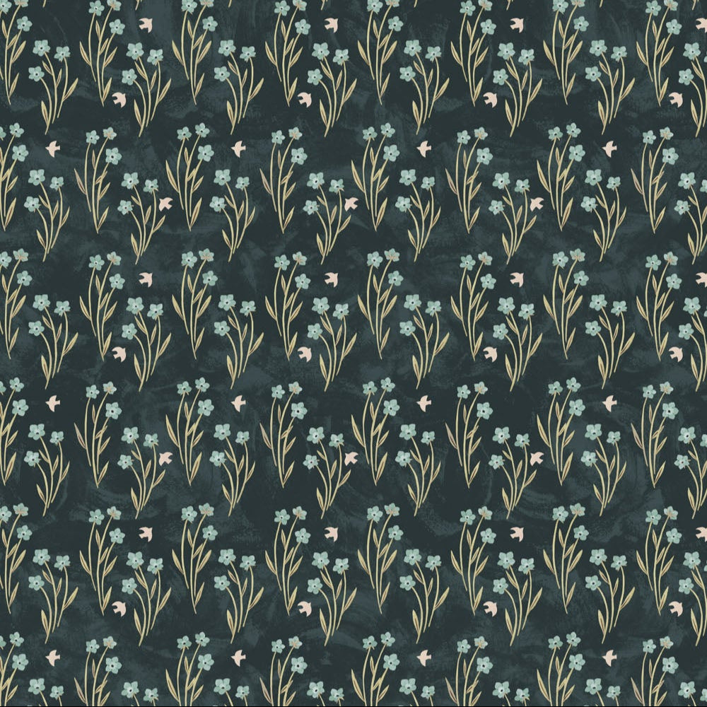 Paws & Play Floral Field Teal ½ yd-Fabric-Spool of Thread
