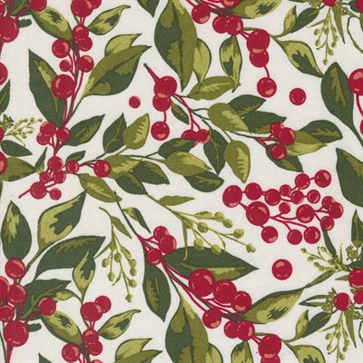 Pine Valley Holly Snow ½ yd-Fabric-Spool of Thread