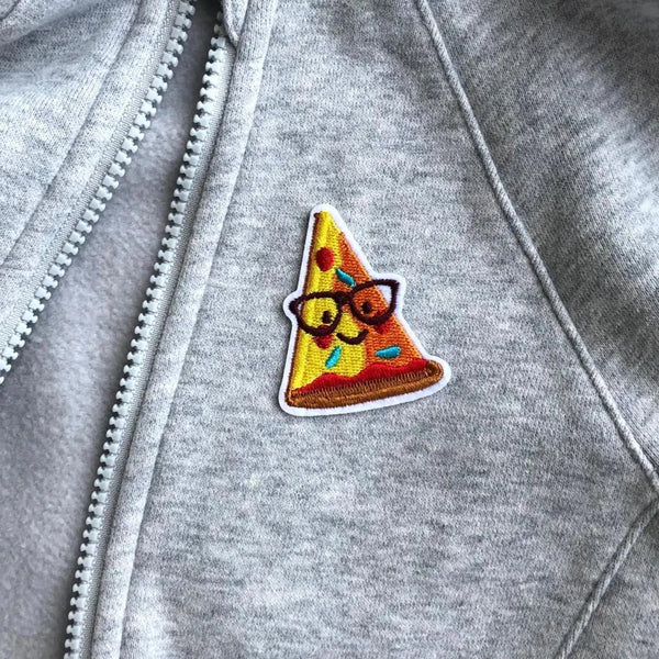 Pizza in Glasses Iron-on Embroidered Patch-Notion-Spool of Thread