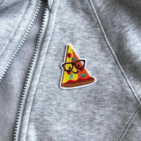 Pizza in Glasses Iron-on Embroidered Patch-Notion-Spool of Thread